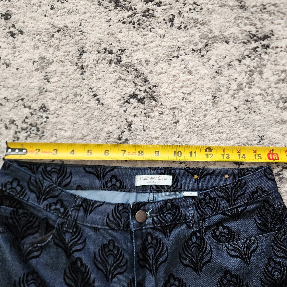 Coldwater Creek Natural Fit Velvet Printed Jeans Womens Size 10 Boho Chic - Picture 5 of 8